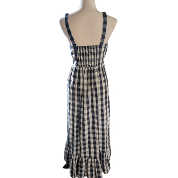 J. Crew Navy Gingham Maxi Dress XS Sundress Smocked Back - Picture 11 of 15